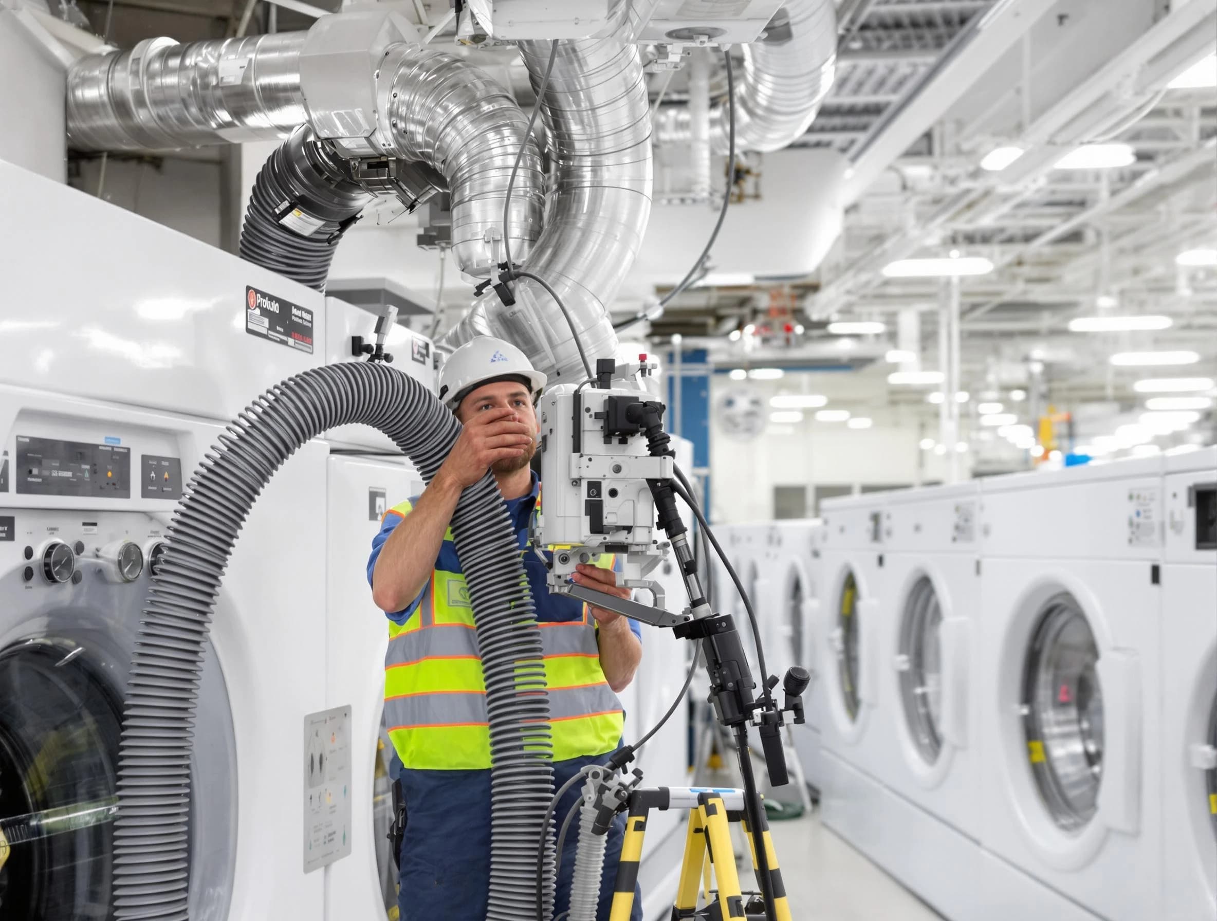 Mableton Dryer Vent Cleaning team performing commercial-grade dryer vent cleaning at a business facility in Mableton