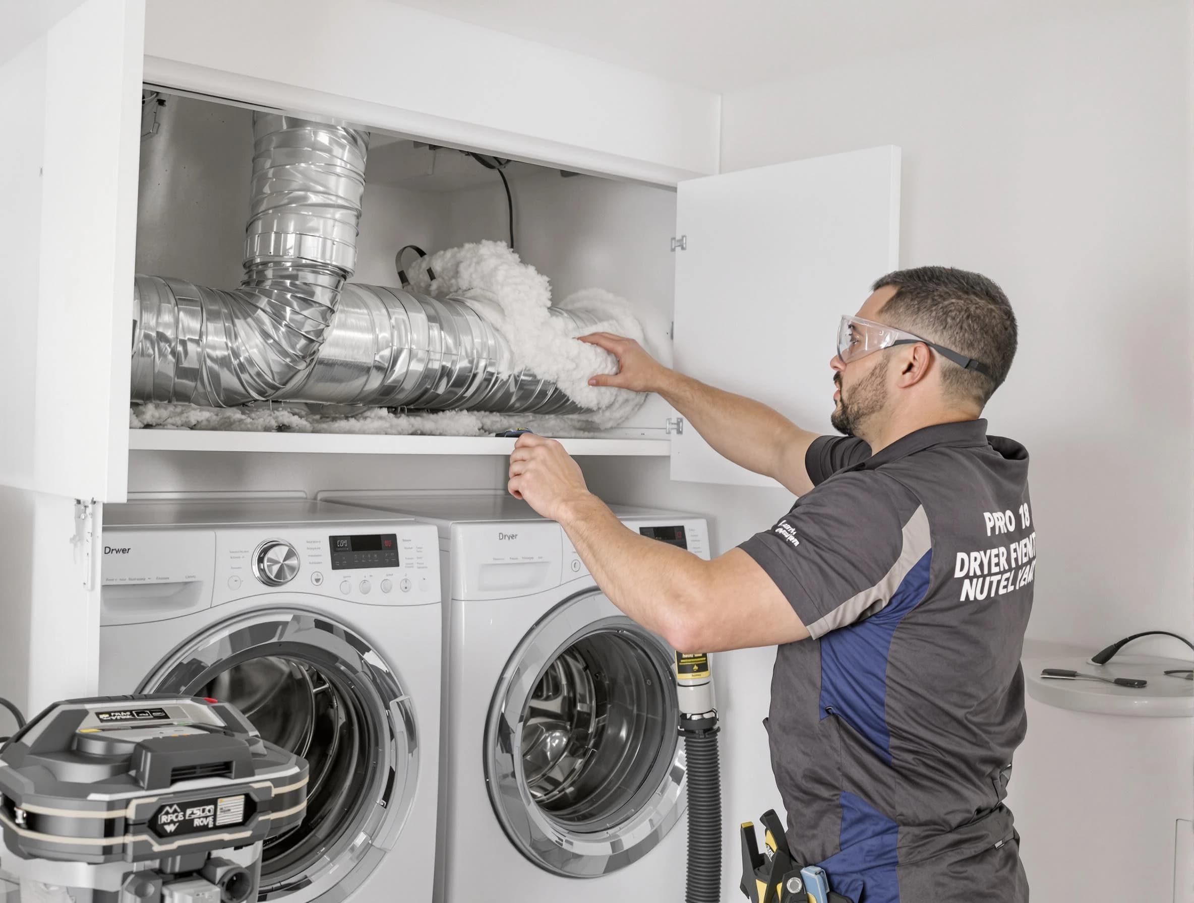 Mableton Dryer Vent Cleaning certified technician performing specialized gas dryer vent cleaning in Mableton