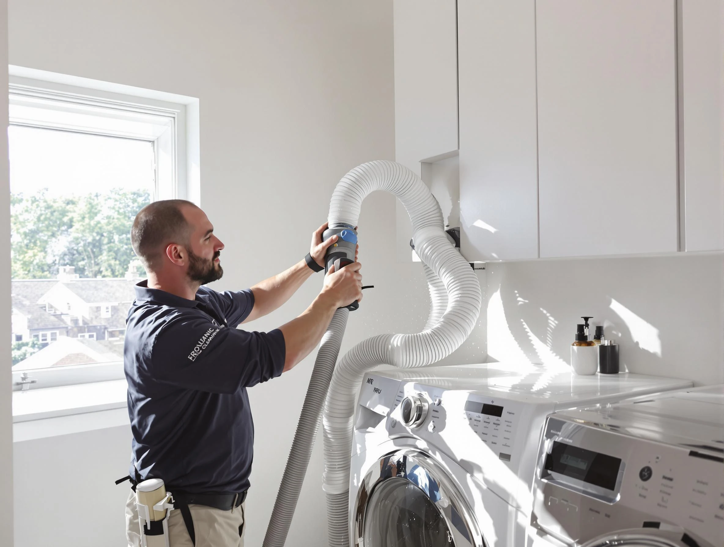 Certified Mableton Dryer Vent Cleaning technician performing dryer vent cleaning in Mableton